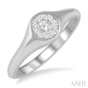 1/6 Ctw Round Shape Lovebright Diamond Ring in 14K White Gold
